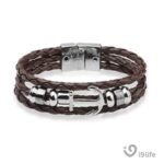 Pulseira Âncora Em Couro Marrom I9life
