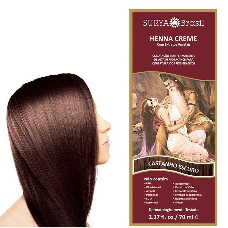 large-79947-1.jpg Tinta De Cabelo Semipermanente Henna Creme Surya Brasil - Castanho Escuro - Imagem 1